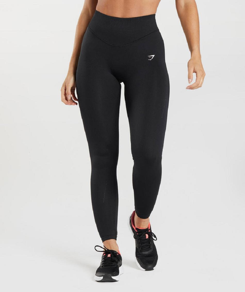 Legginsy Damskie Gymshark Sweat Seamless Sculpt Czarne | PL 2341HAP